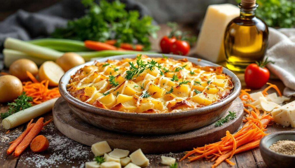 Gratin de pommes de terre, poireaux et carottes : fondant, bien doré et ultra simple à cuisiner au quotidien