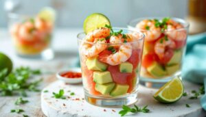 Verrines crevettes-pamplemousse façon cocktail : une entrée fraîche, prête à l’avance