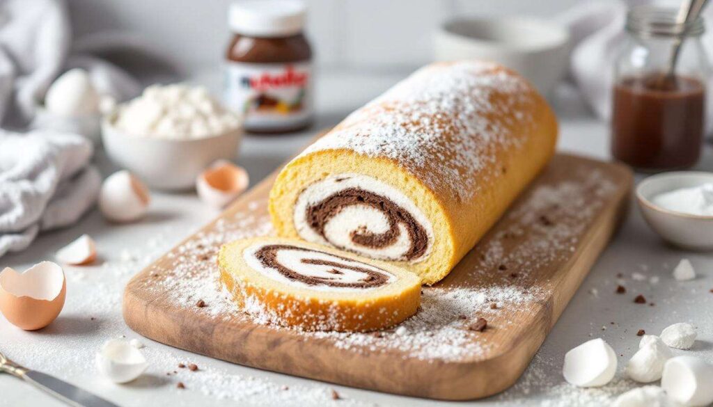 Gâteau roulé au Nutella : une génoise moelleuse qui se roule sans se fissurer