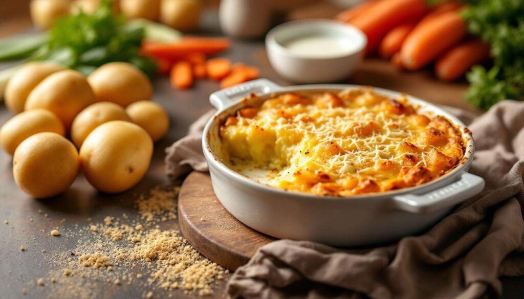 Gratin de pommes de terre, poireaux et carottes : fondant, délicieusement doré et ultra simple à préparer