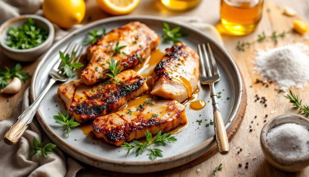 Le repas parfait : ces escalopes de porc baignées dans une marinade moutarde-miel-citron vont vous envoûter