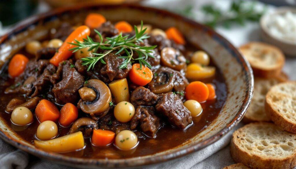 Un boeuf bourguignon traditionnel pour Noel, goûteux et généreux, parfait pour rassembler famille ou amis à table