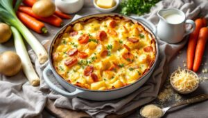 Gratin de pommes de terre, poireaux et carottes : fondant, bien doré et ultra simple à préparer
