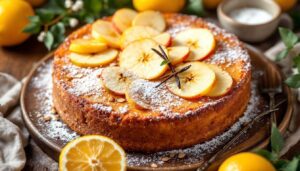 Gâteau aux pommes sans gluten : moelleux à la poudre d’amandes et au citron