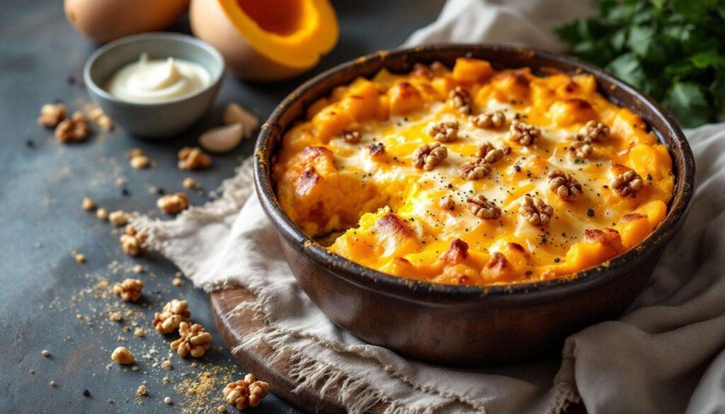Gratin butternut fromage et noix : recette facile ultra fondante