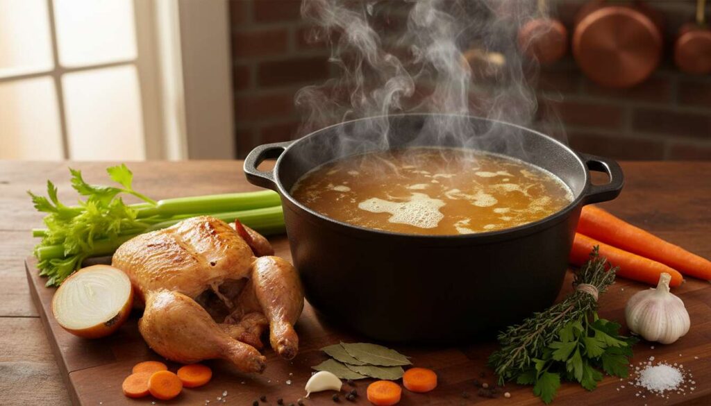 Bouillon de poulet maison : recette facile avec la carcasse
