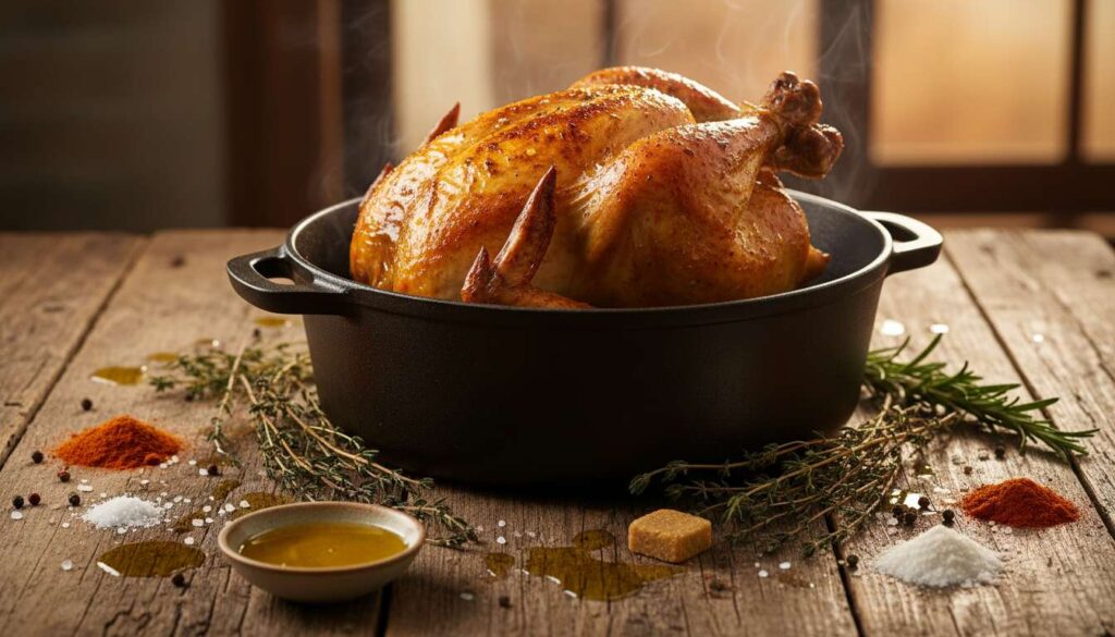 Recette poulet rôti en cocotte sans four : facile et savoureuse