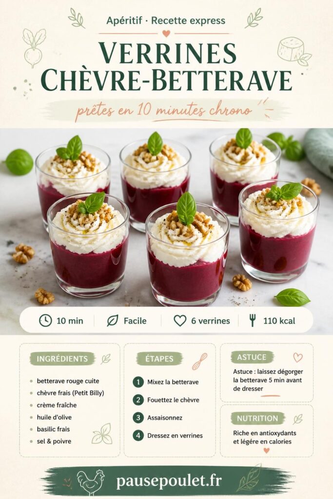 Verrines chèvre-betterave à l'apéro — recette facile et rapide en 10 minutes