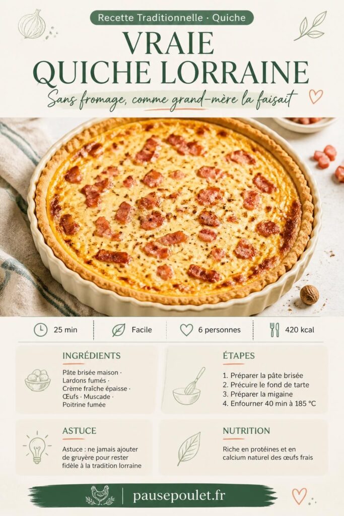 Vraie recette quiche lorraine traditionnelle sans fromage sur Pinterest